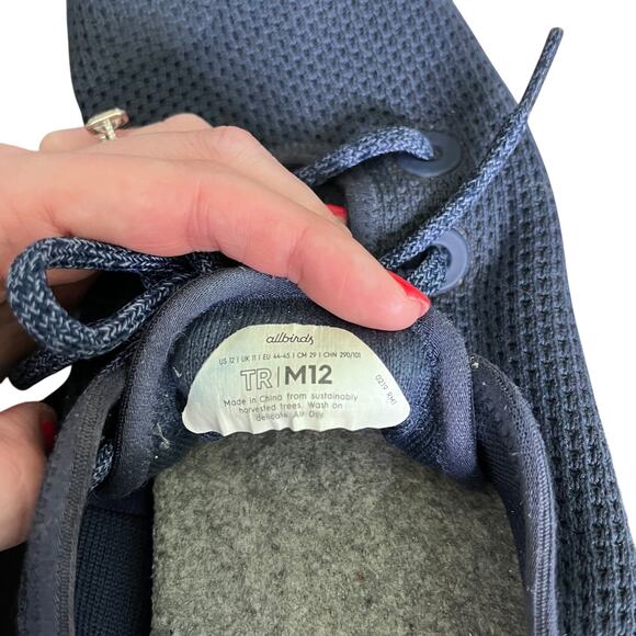 Allbirds Tree Runners Navy Marine Blue Lace-Up Knit Running Shoes Men's 12 - Picture 5 of 7